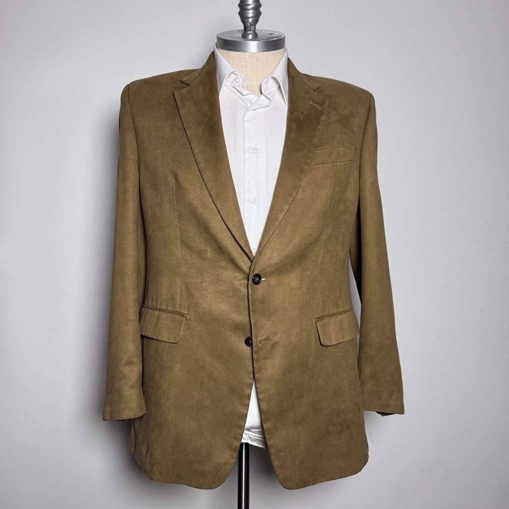 Lauren Ralph Lauren Blazer Mens 42L Brown Solid Faux Suede Sport Coat 2-Button